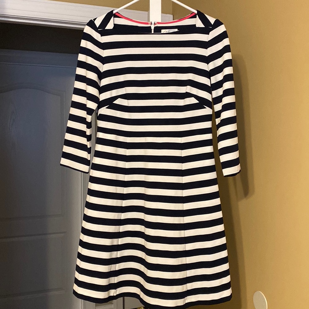Eliza J Striped Long Sleeve MIDI Work Dress